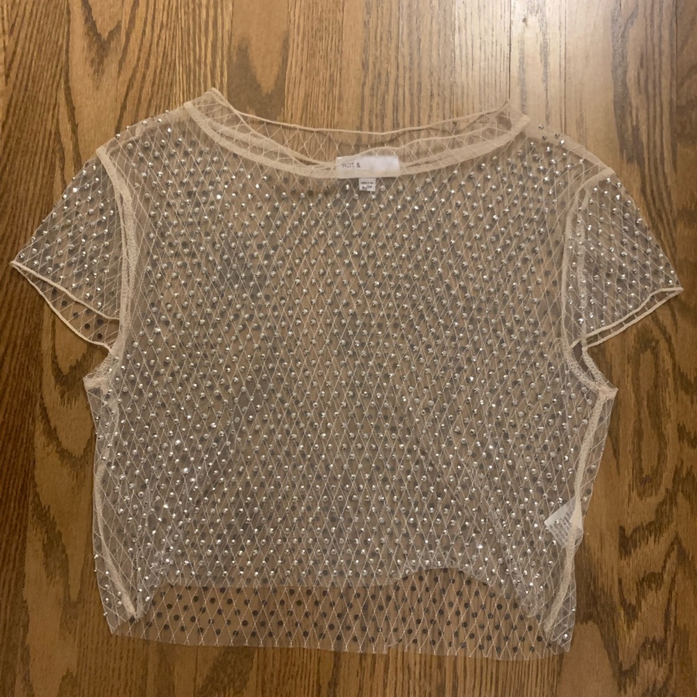 Mesh bedazzled top